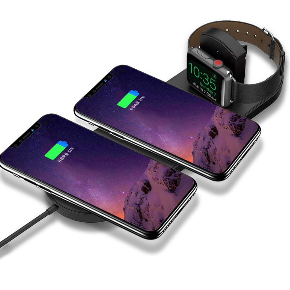

Bakeey 3.1A 3 in 1 Qi Fast Charging Pad Wireless Charger For Apple Watch iPhone XS 11Pro Huawei P30 Pro P40 Mate 30 Mi10