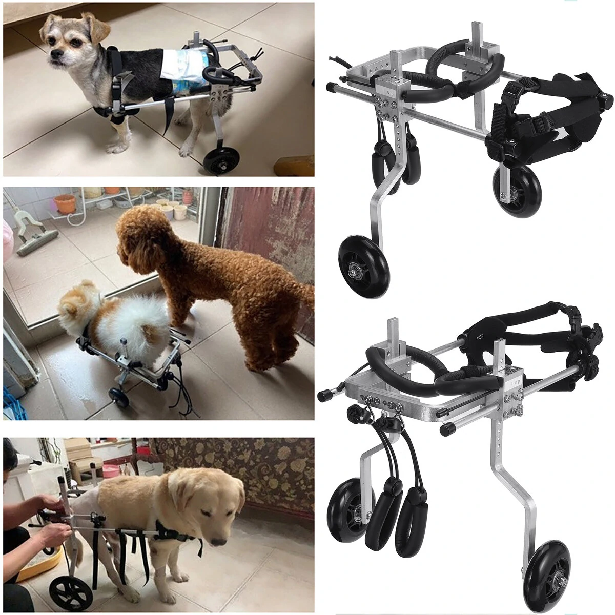 Pet Dog Wheelchair for Handicapped Small Cat Scooter Run Walking Folding Chair Disabled Paralysis Puppy Cart Legs Support