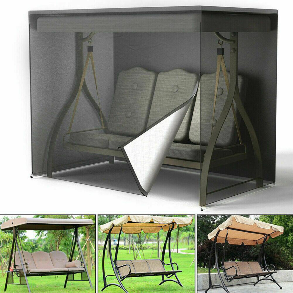 3-Seater Swing Seat Chair Hammock Cover Outdoor Garden Patio Furniture Protector