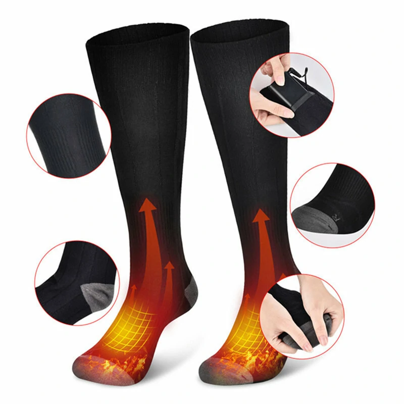 Winter Electric Heating Socks Rechargeable Adjustable Temperature Warm Socks Foot Warmer Unisex Socks For Camping Hiking