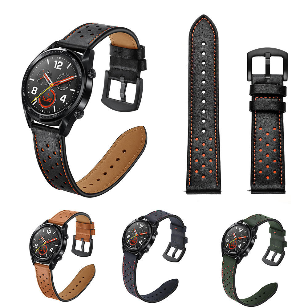Bakeey?22mm?vervanging?echt?lederen?ventilatie gat horloge band riem voor Huawei GT Smart Watch