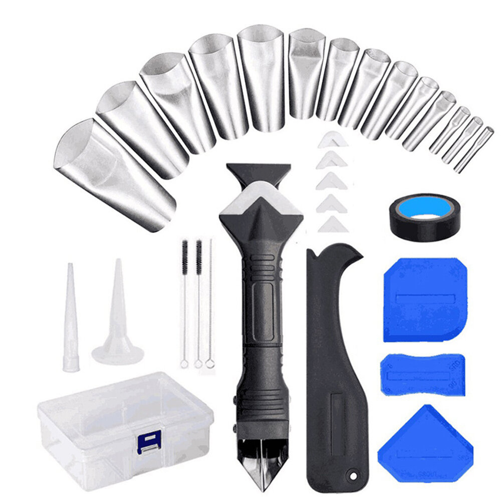 

32Pcs Caulking Nozzle Silicone Remover Caulk Finisher Sealant Smooth Scraper Grout Kit Tools Plastic Hand Tools Set Acce