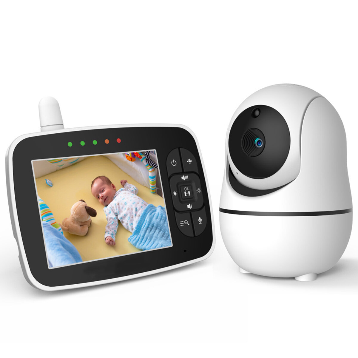 Babyfoon met camera 2,4 Ghz 3,5-inch LCD digitaal scherm en nachtzichtcamera, Dual-intercom functie 
