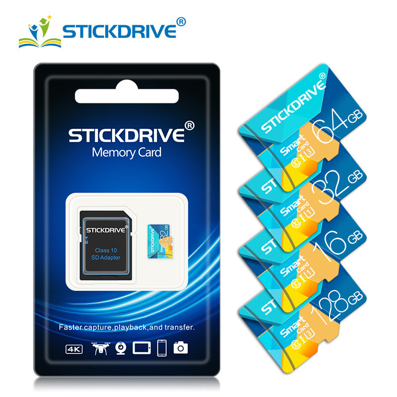 

Stickdrive 16GB 32FB 64GB 128 ГБ 256 ГБ Класс 10 TF Карта памяти Micro SD Flash Карта памяти с адаптером для карт для мо