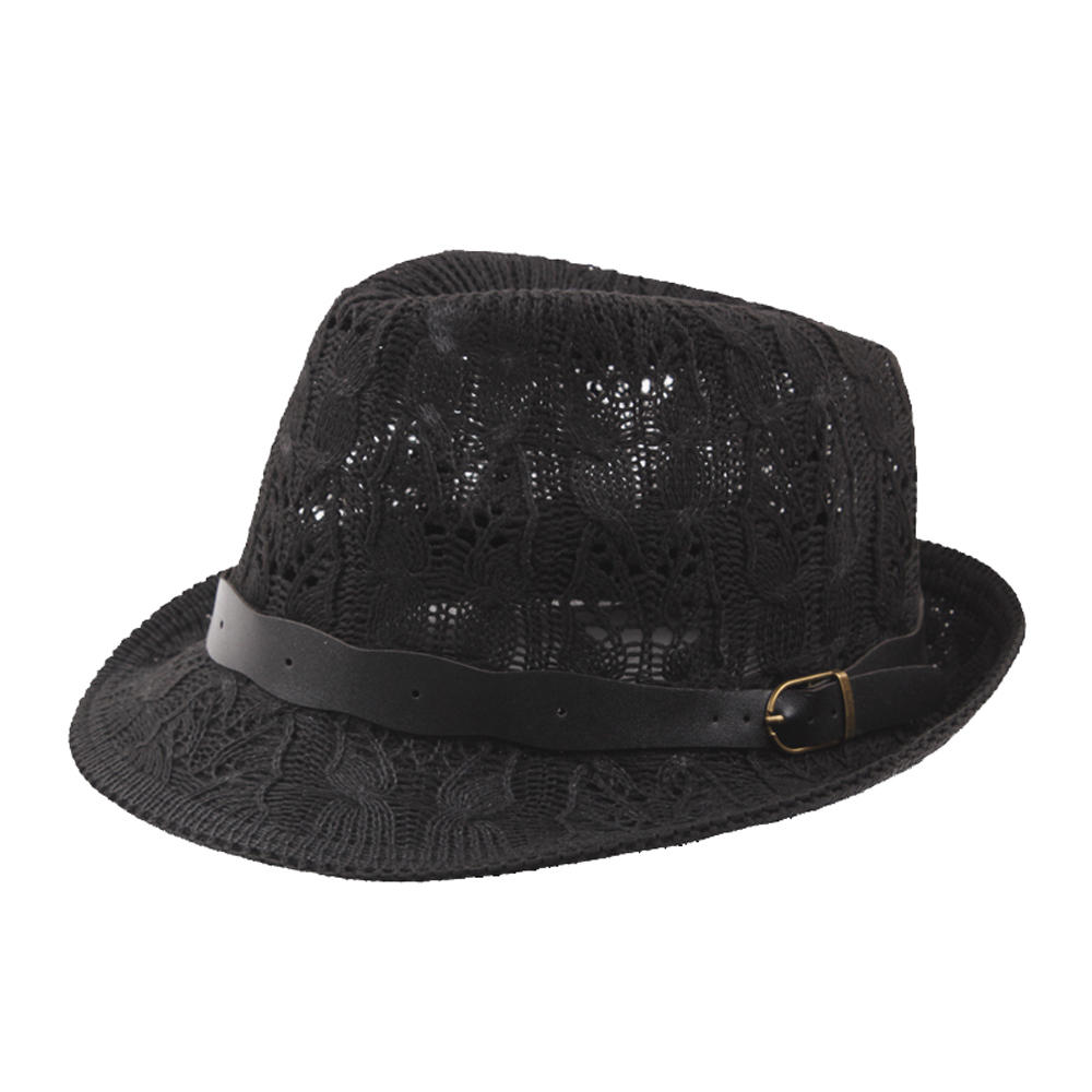 

Women Summer Leather Belt Mesh Jazz Hat