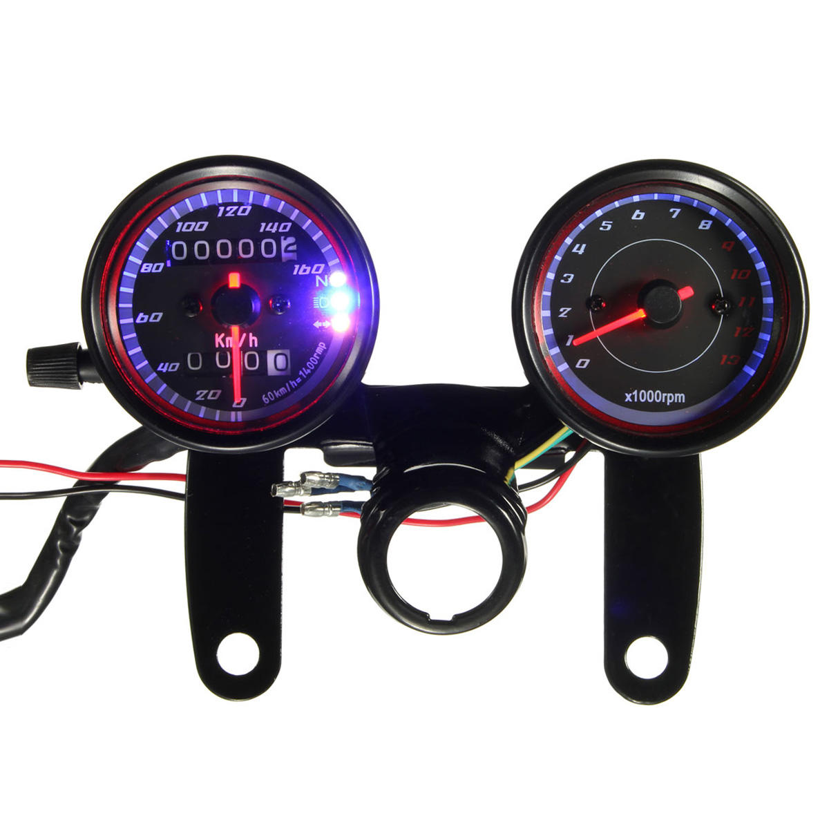 Motorcycle LED Backlight Odometer Speedometer Tachometer Gauge with Bracket