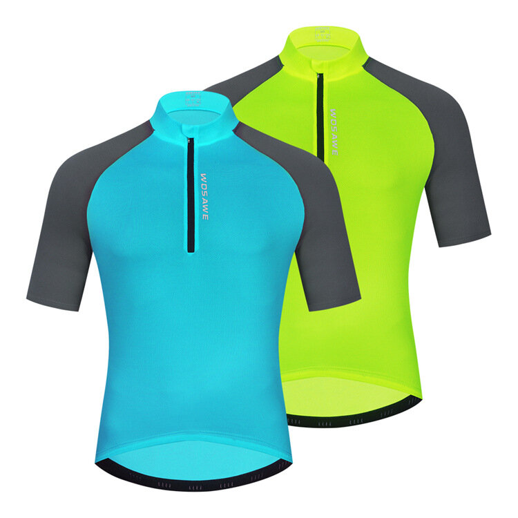 WOSAWE masculino ciclismo respirável manga curta esportes ao ar livre top camisetas reflexivas de segurança noturna para andar de bicicleta de secagem rápida