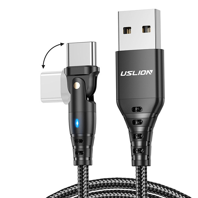 

Uslion 3A USB-A to Type-C Cable Fast Charging Data Transmission Copper Core Line 1M/2M Long for Huawei Mate50 for Samsun