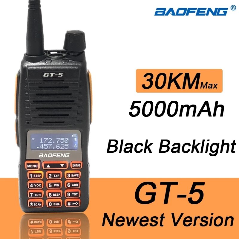 Baofeng GT-5 10W Walkie Talkie Twee Manier Ham Radio Flash Licht Dual PTT HF Transceiver 30KM Lange 