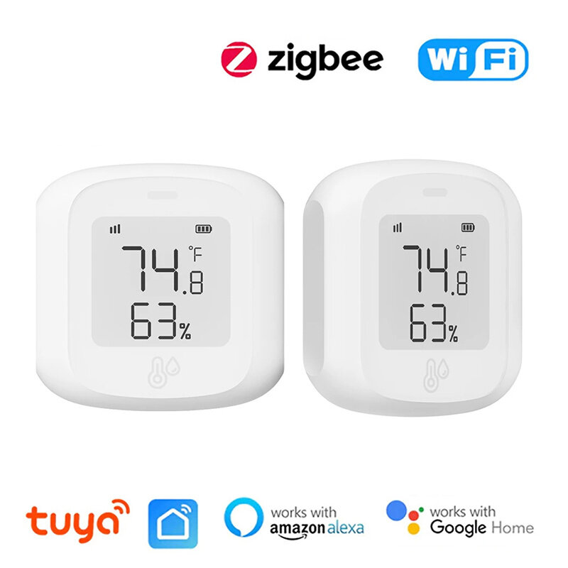 

Tuya Smart WiFi Zigbe Temperature Humidity Sensor Indoor Hygrometer Thermometer Detector with LCD Display Remote Control