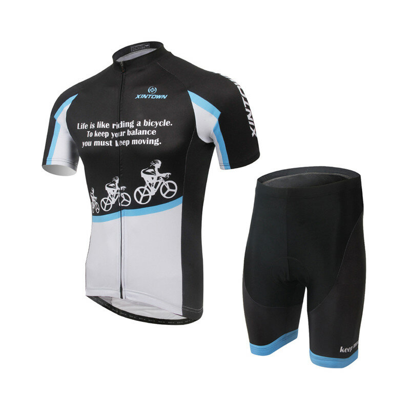 XINTOWN Bike Jersey Bib Sets Wit Black Zomer Ropa Ciclismo Fietsen Top Bottom Mannen Rijden Fiets Kl