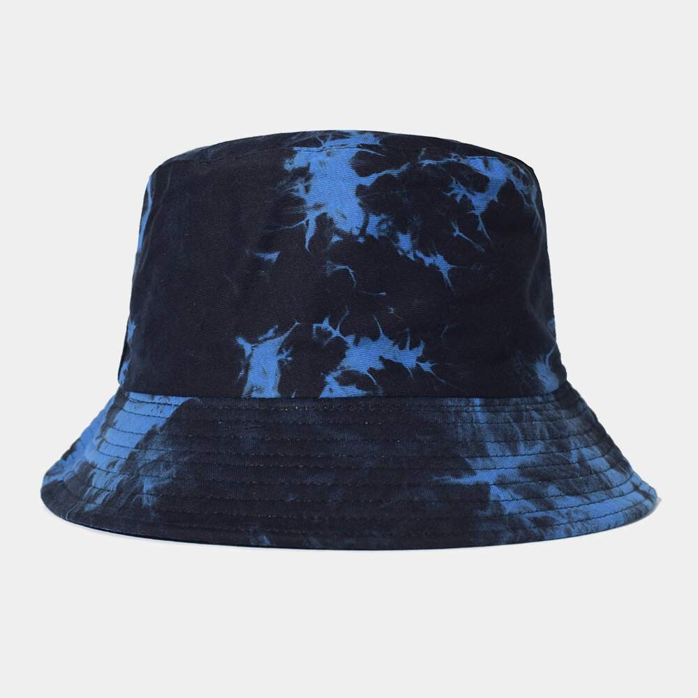 Men Double-sided Tie-dye Cotton Outdoor Sunscreen Sun Hat Bucket Hat