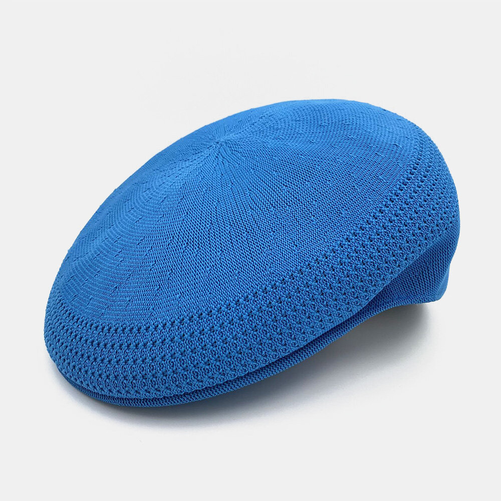 Unisex Reverse-wear Knitted Berets Mesh Solid Color Jacquard Breathable Casual Flat Caps