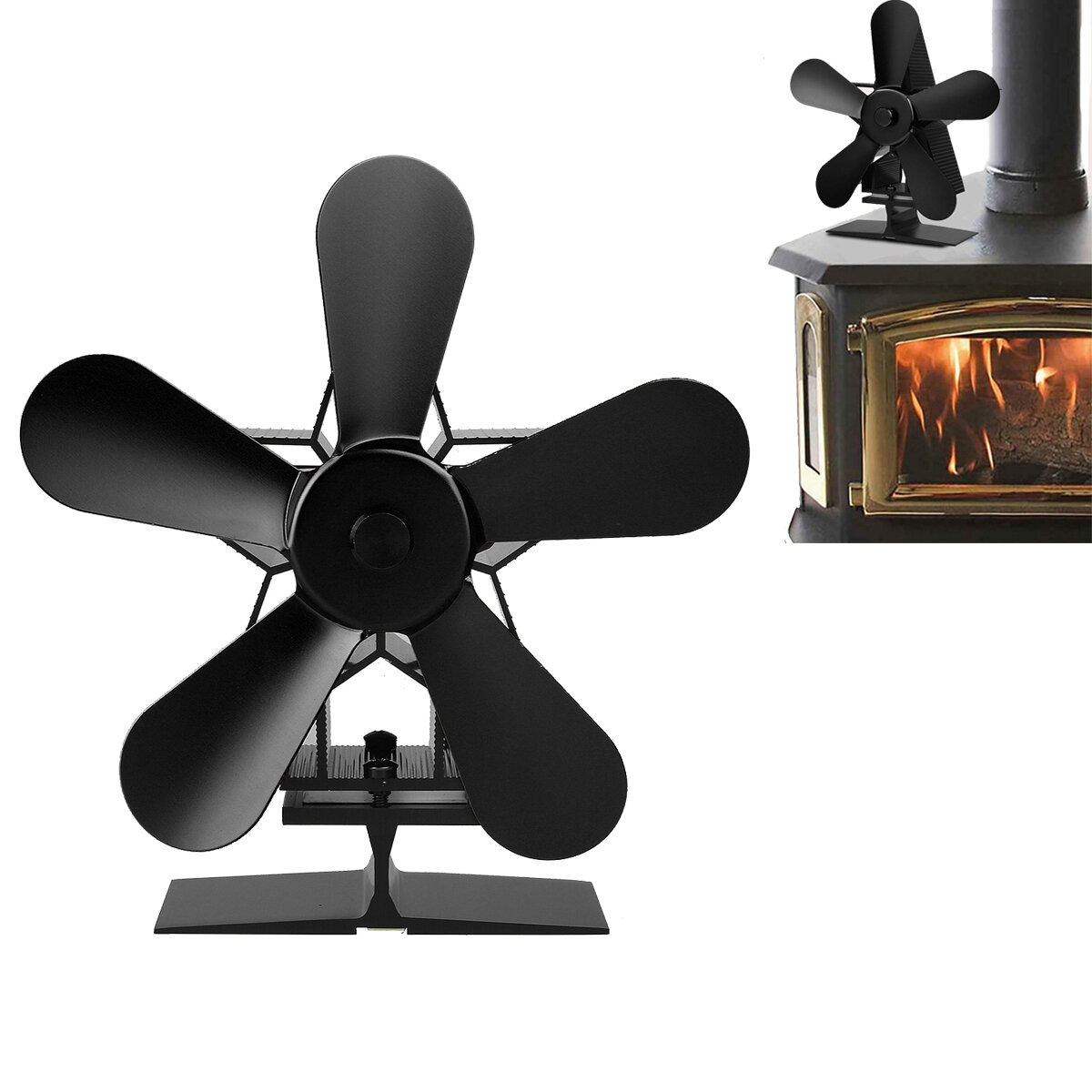 暖炉ファンの5枚羽根1350RPM、冬に家を暖めるためにエネルギーを節約する熱動力ファン。この熱ファンは素晴らしいクリスマスプレゼントです。