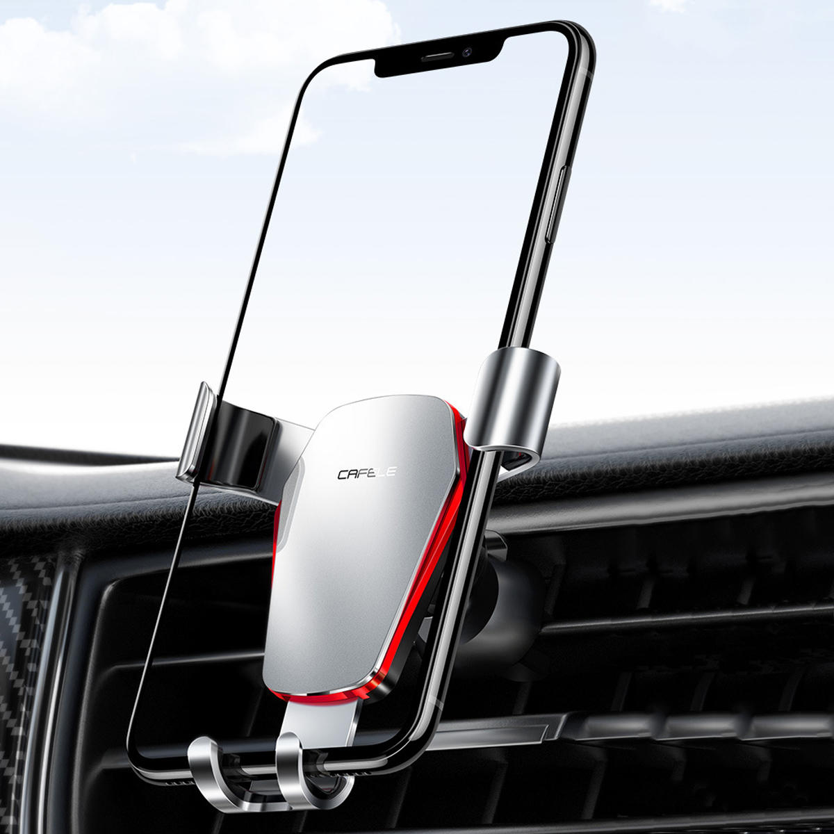 Cafele Metal Gravity Eenhandsbediening Air Vent Car Mount Car Telefoonhouder 360 Graden Rotatie Voor