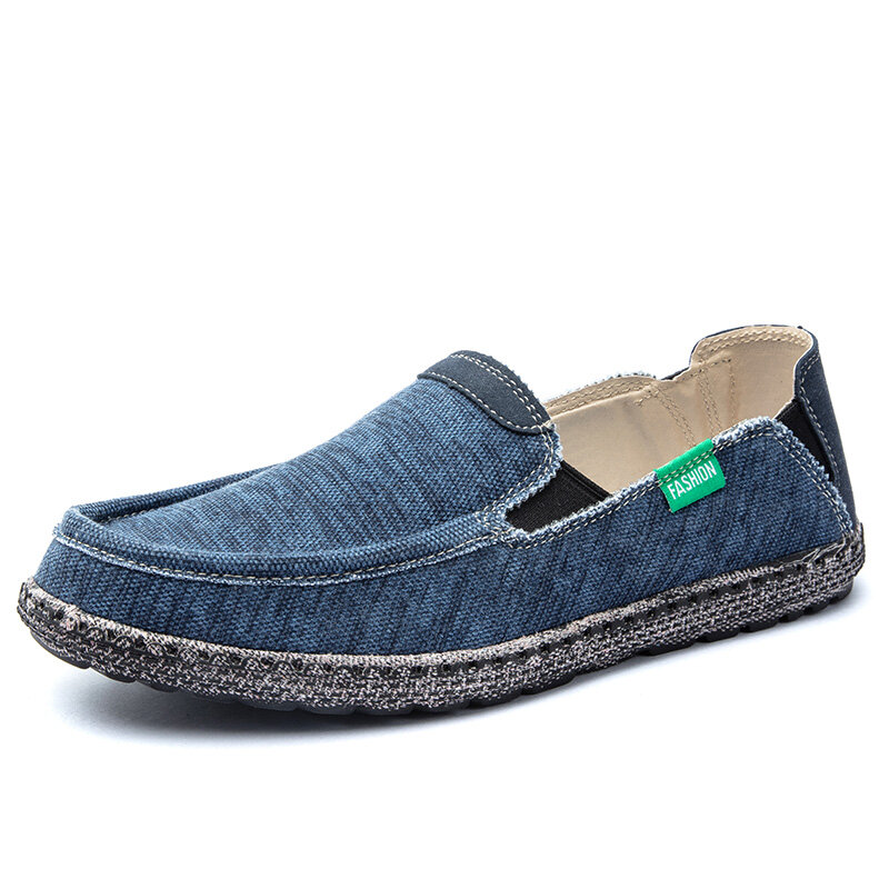 Men Washed Canvas Comfy Breathable Slip On Casual Shoes