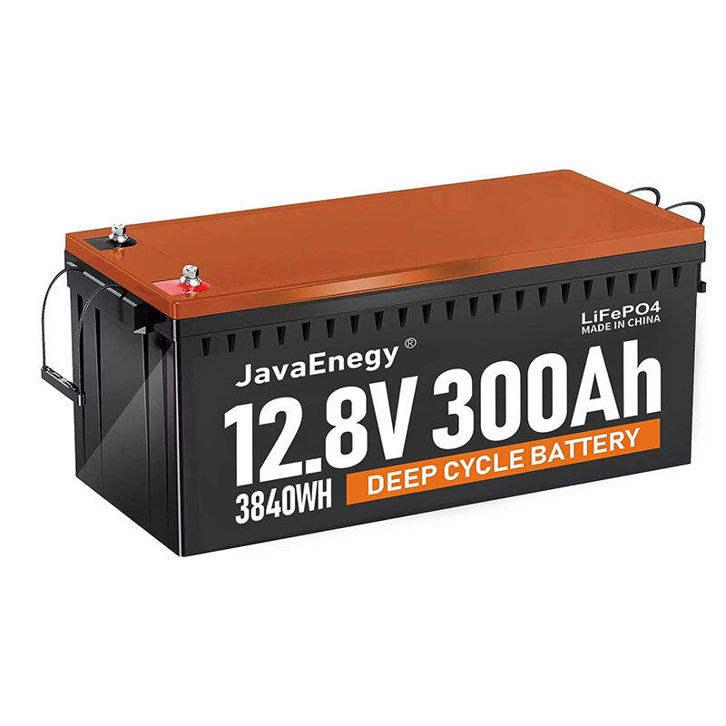 [US Direct] JavaEnegy 12 V 300 Ah 3840 Wh LiFePO4 batéria s vestavným BMS 200A, 4000+ hlboký cyklus Perfect Replace pre solar windové skladovacie systémy RV Marine Off-Gird Lithium Battery