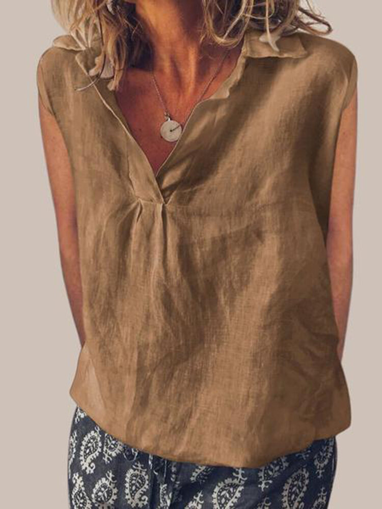 Women casual solid color v-neck blouse Sale - Banggood.com sold out ...