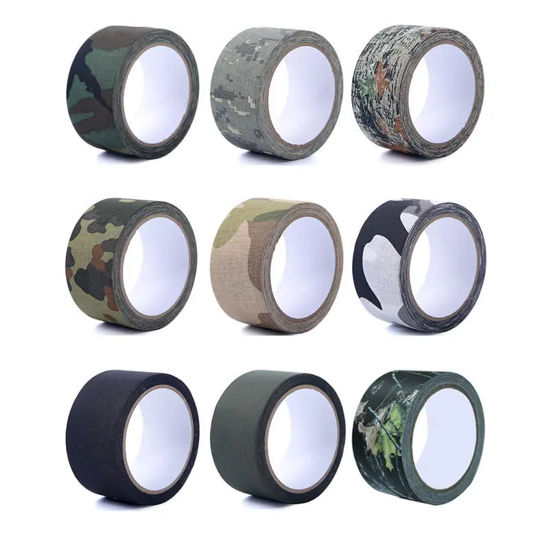 5cm*5m EONBON Outdoor Camping Guise Camouflage Strong Masking Tape For Flashlight Paiting Bike Car Wall Tree Painting Decoration Handle Belt - Black white camouflage