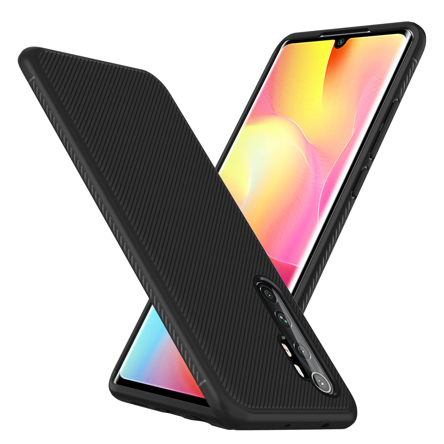 Bakeey voor Xiaomi Mi Note 10 Lite Case Koolstofvezeltextuur Slank Soft TPU schokbestendig beschermh