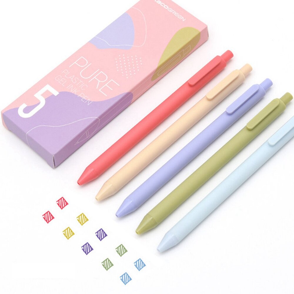 KACO Pure Gel Pen 5 stks Nieuwe Colorful Inkt 0.5mm Pen Refill Ondertekening Pennen Snoep Kleur Shel