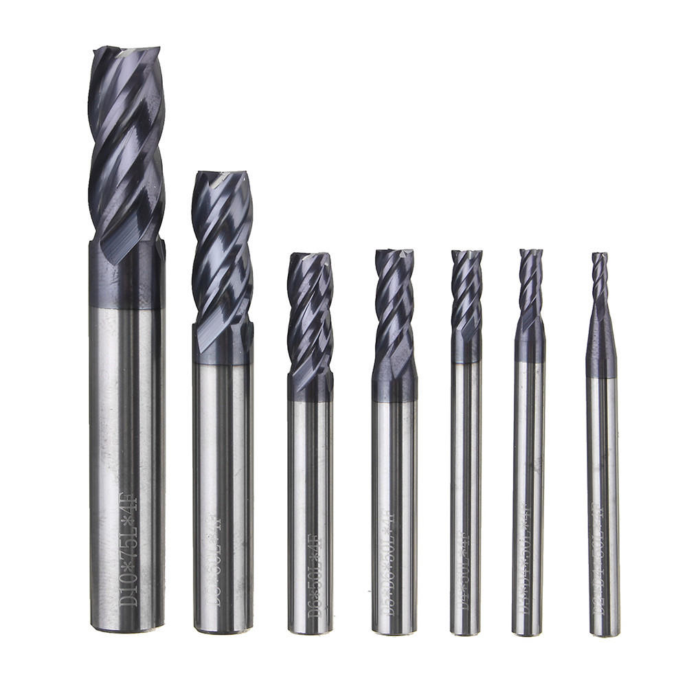 2/3/4/5/6/8?/?10mm?Milling?Cutter?Tungsten Steel Coated 4 Flutes Einde Molen Cutter CNC Tool