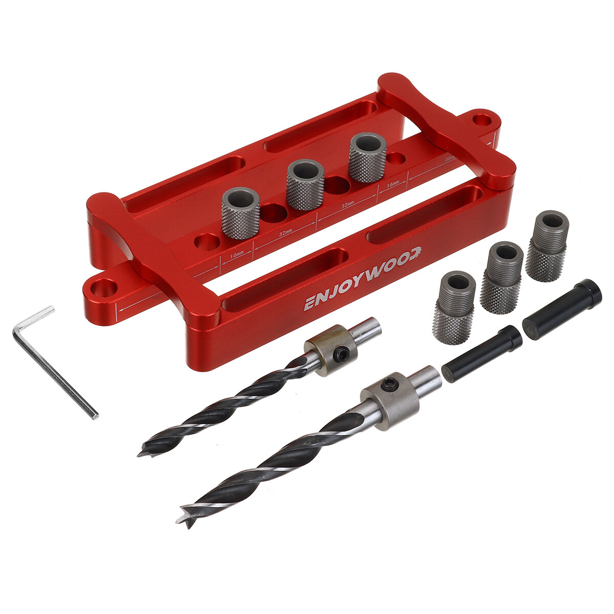 ENJOYWOOD X320 Self Centering Dowelling Jig Metric Inch Dowel Punch Locator Drilling Tools for Woodworking