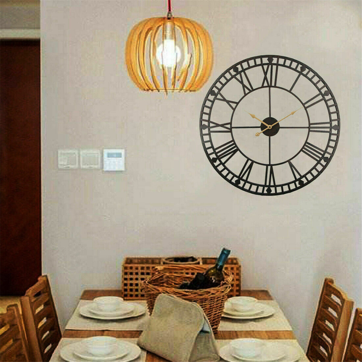 40/60/80CM Copper Iron Paint Retro Roman Wall Clock Wrought Iron European Style Wall Clock Decorativ