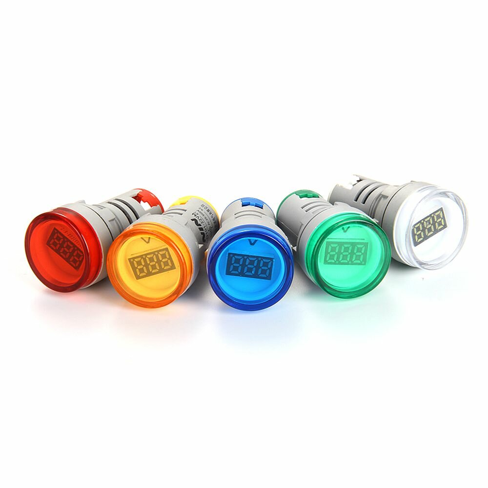 NIN? AD101-22VM 20-500V 22 MM Mini LED digitale voltmeter 5 kleuren beschikbaar Cirkelpaneel Stroomm