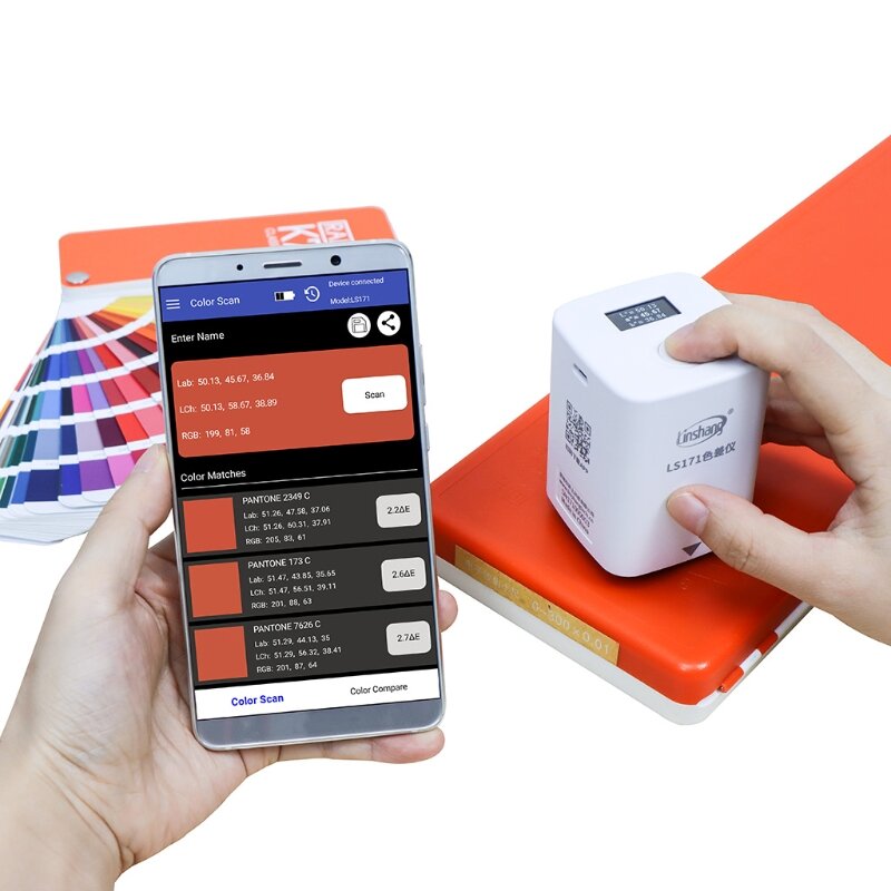 

LS171 Mobile Phone Application Portable Colorimeter Color Analyzer with Screen Digital Precise LAB Color Meter Tester 8m