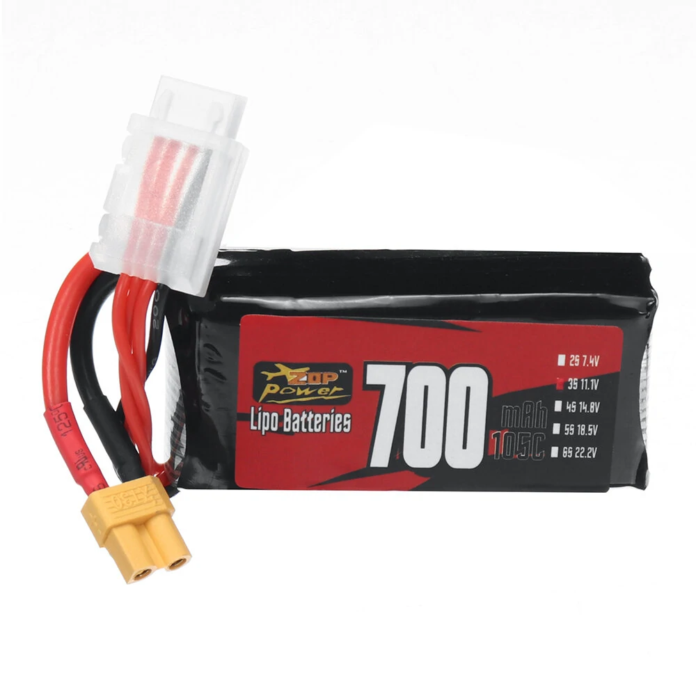 ZOP Power 3S 11.1V 700mAh 105C 7.77Wh LiPo Battery XT30 Plug for RC Helicopter Airplane FPV Racing Drone