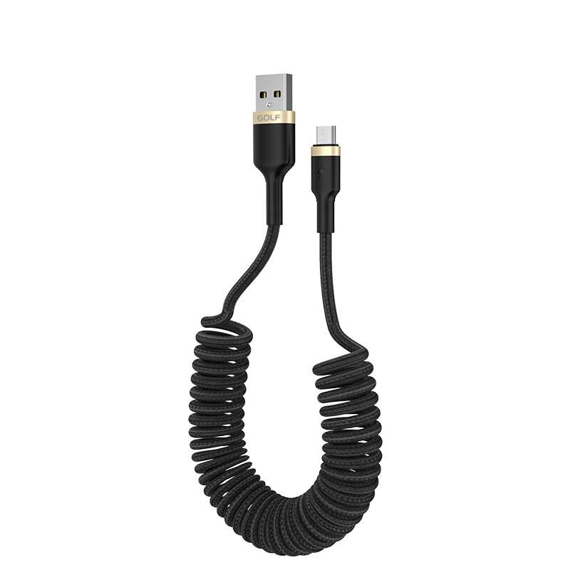 

GOLF 3A Data Cable Type C Micro USB Spring Telescopic Braided Line Fast Charging For Huawei P30 P40 Pro MI10 Note 9S
