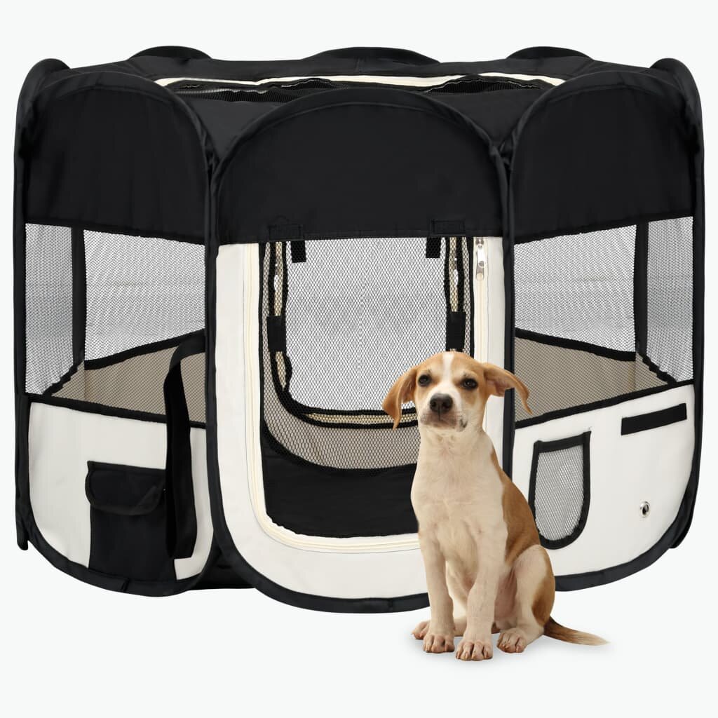 

[EU Direct] vidaXL 171005 Foldable Dog Playpen with Carrying Bag 90x90x58 cm Pet Supplies Cat Puppy Cage Hutch