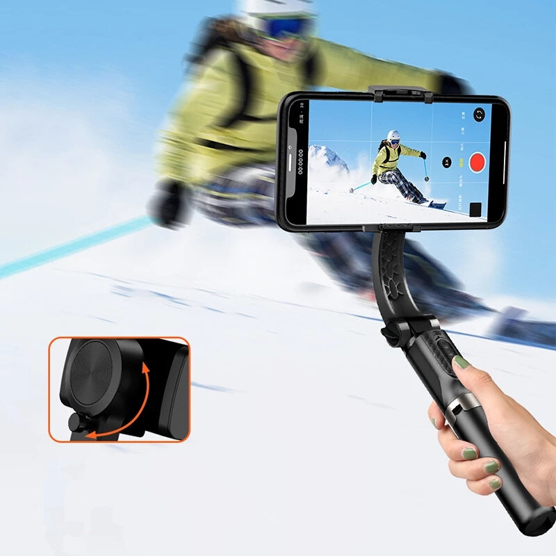 Bakeey Foldable Handheld Selfie Stick Gimbal Stabilizer bluetooth 360 Auto Rotation with Fill Light 