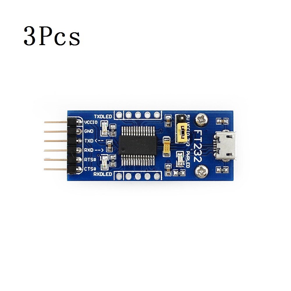 

3Pcs Waveshare® FT232 Module USB to Serial USB to TTL FT232RL Communication Module Micro Port Flashing Board