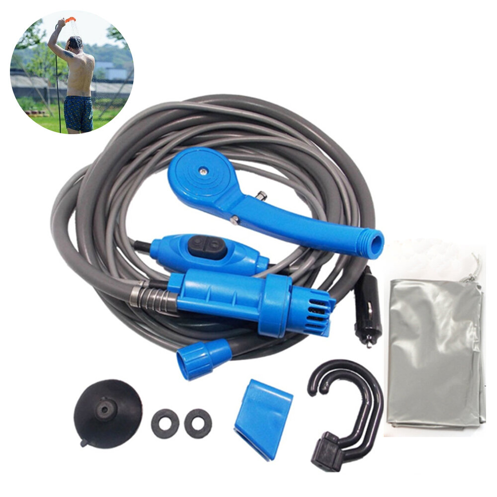 IPRee® 12V Campingdusche Elektrische Dusche Wasserbeutel-Kit Blühende Pflanzen Bewässerung Autowaschen Outdoor-Reisen Blau