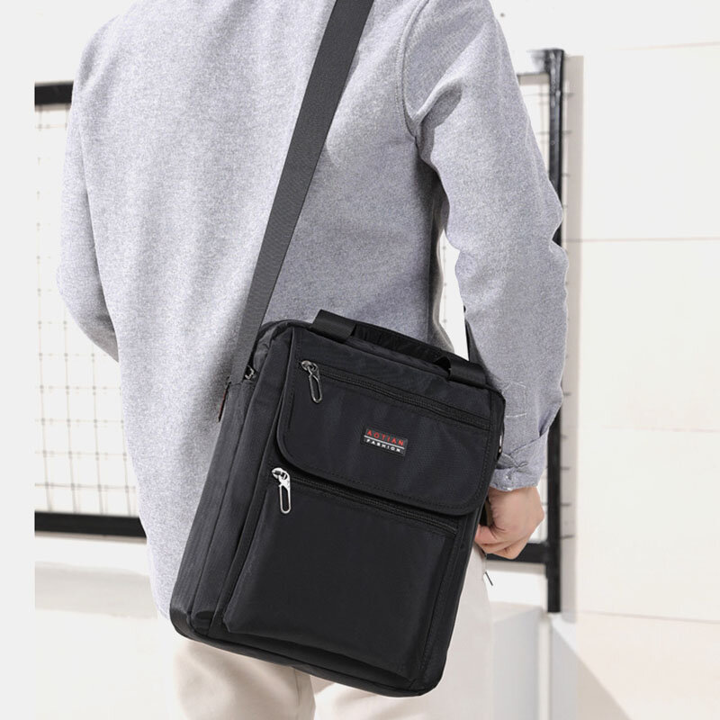Men Nylon Casual Brief Waterproof Multi-pocket Multi-purpose 12 Inch Laptop Bag Handbag Shoulder Bag