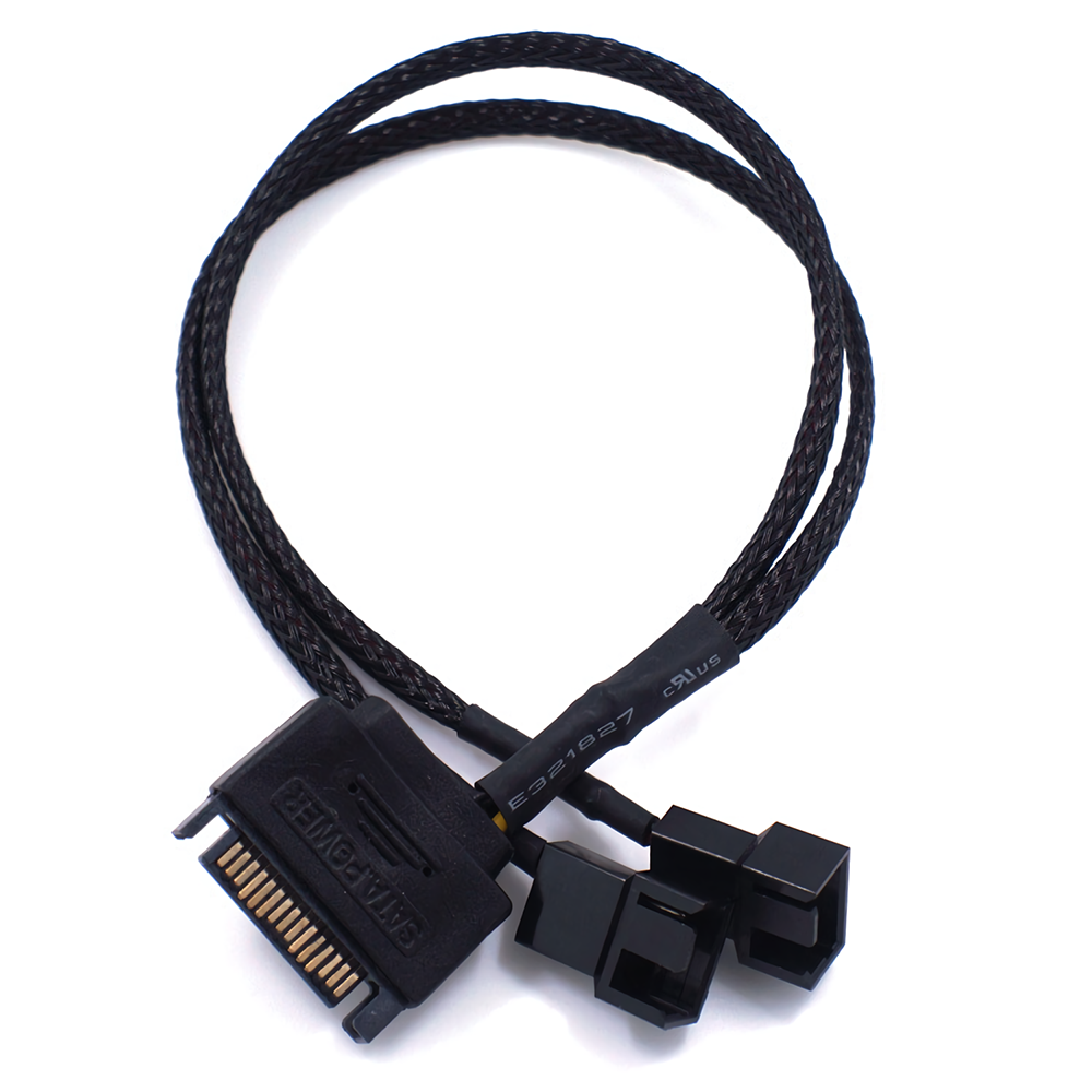

SATA to 4Pin Fan Adapter Cable Power Cable Sleeved Braided HUB Expansion Cables Splitter 27cm 1 to 2/4 Computer PC Fan C
