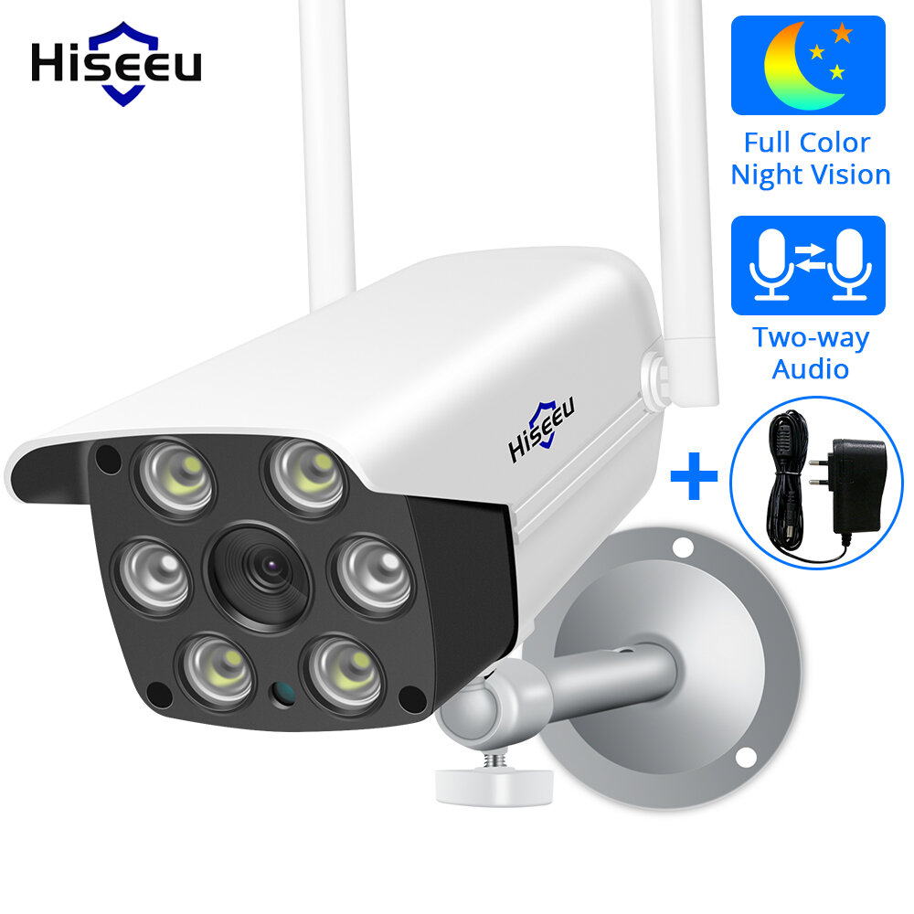 

Hiseeu 1080P 2MP WIFI IP Camera Outdoor ONVIF Wireless Waterproof Camera App Alarm Color Night Vision TF Card