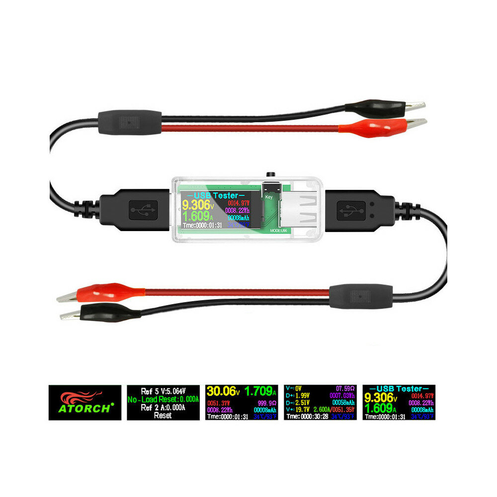 U96 USB-tester DC digitale voltmeter Power Bank oplader Indicator Spanningsstroommeter Detector + Al