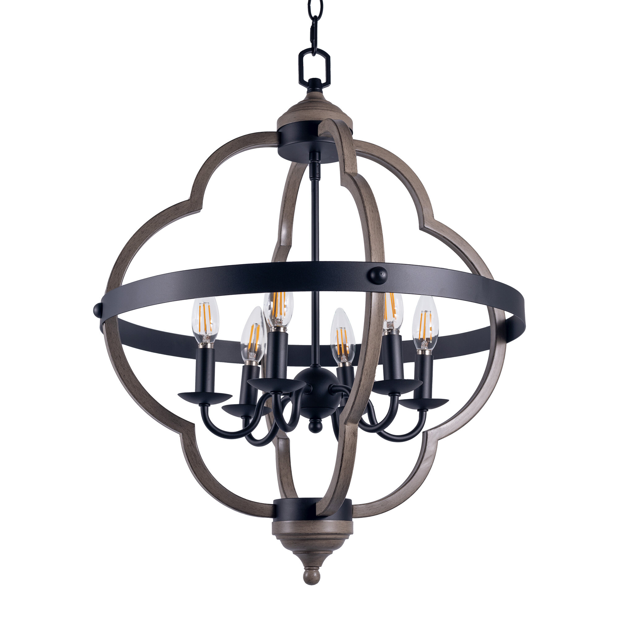 

[USA Direct] 6-Light Candle Style Geometric Chandelier Industrial Rustic Indoor Pendant Light Without Bulbs