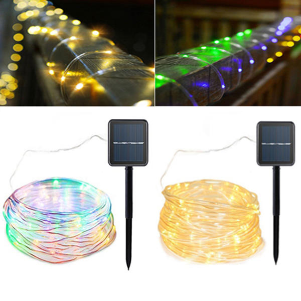 Zonne-aangedreven 120LEDs 8Modes Waterproof Fairy Copper Wire Tape String Light voor Kerstmis