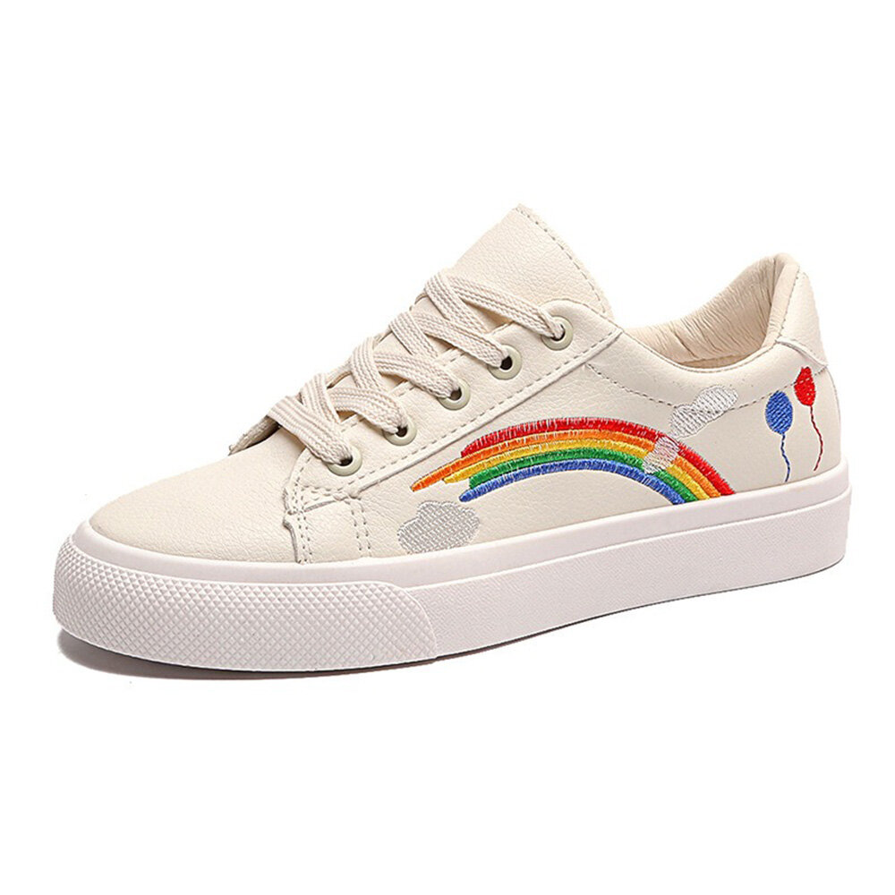 Dames Low Top Rainbow Comfy Wearable Casual Flat Court Sneakers