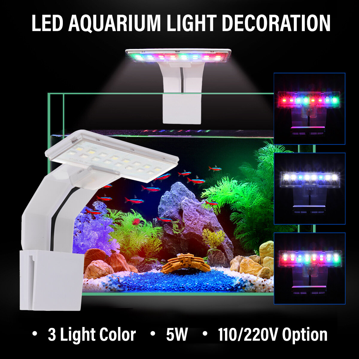 

5W LED Aquarium Light Tank Aquatic Plant Grow Lamp Decoration 110V/220V Fish