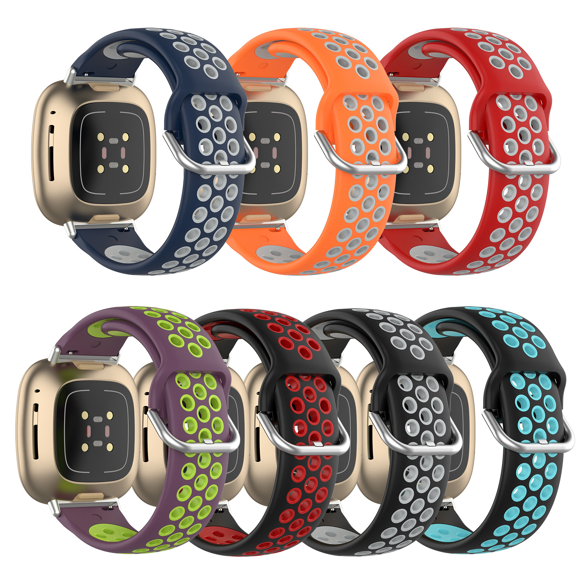 Bakeey tweekleurige siliconen horlogeband voor Fitbit Versa 3 Sense Smart Watch