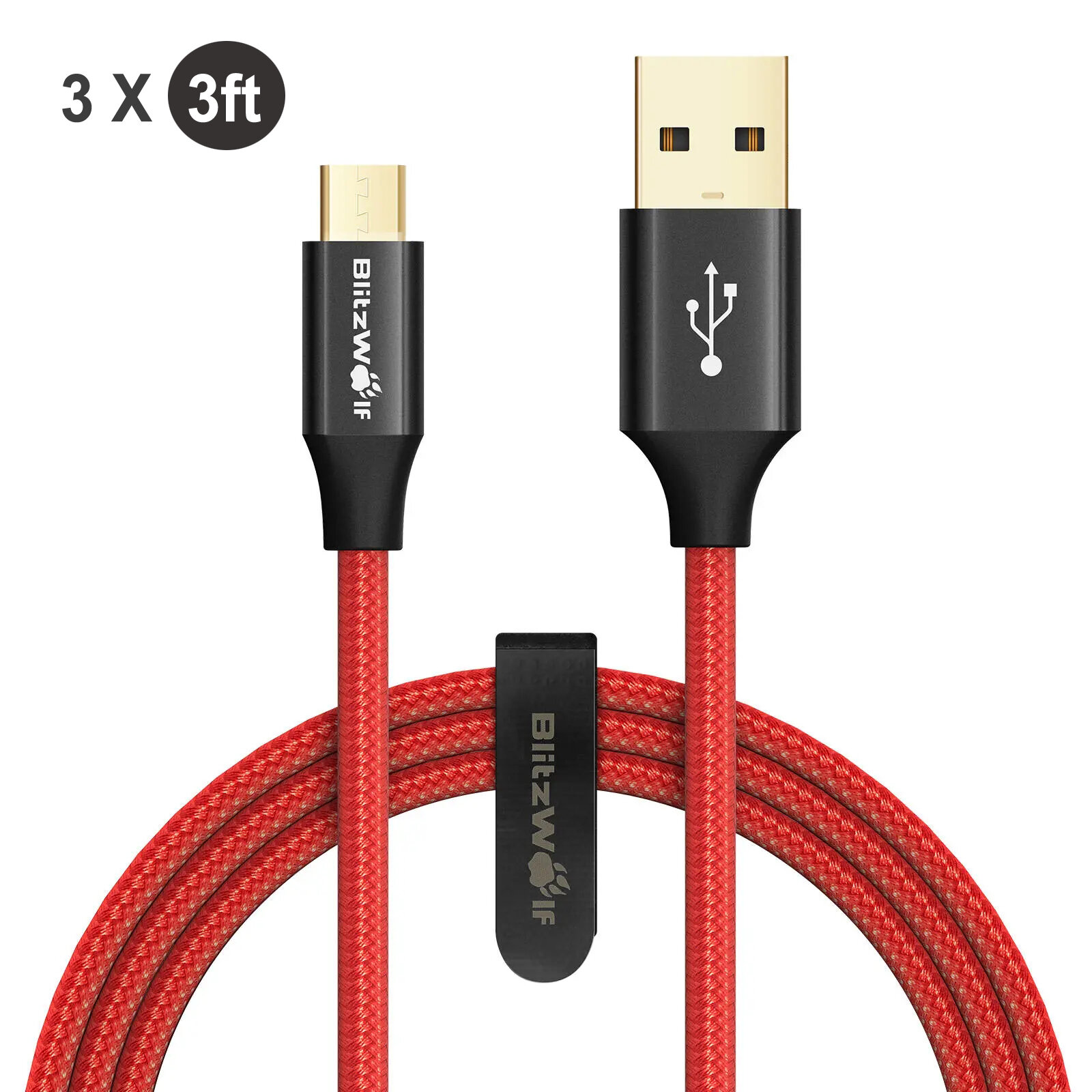 best price,3x,blitzwolf,bw,mc7,ampcore,turbo,2.4a,micro,usb,cable,discount