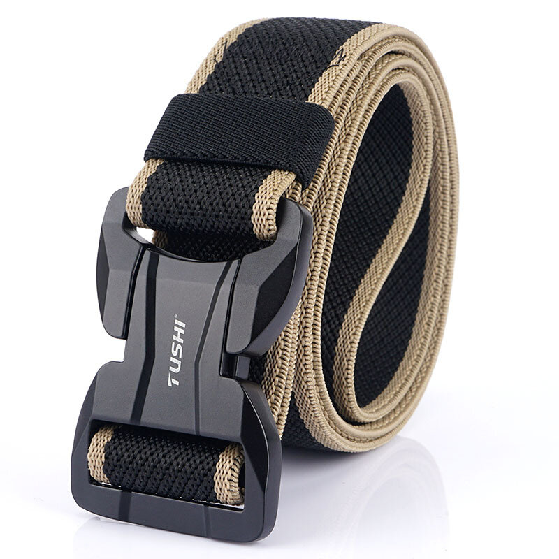 TUSHI 125cm Men Fashion Nylon Waist Belts With Automatic Magnetic Buckle Quick Unlock Tactical Belt 