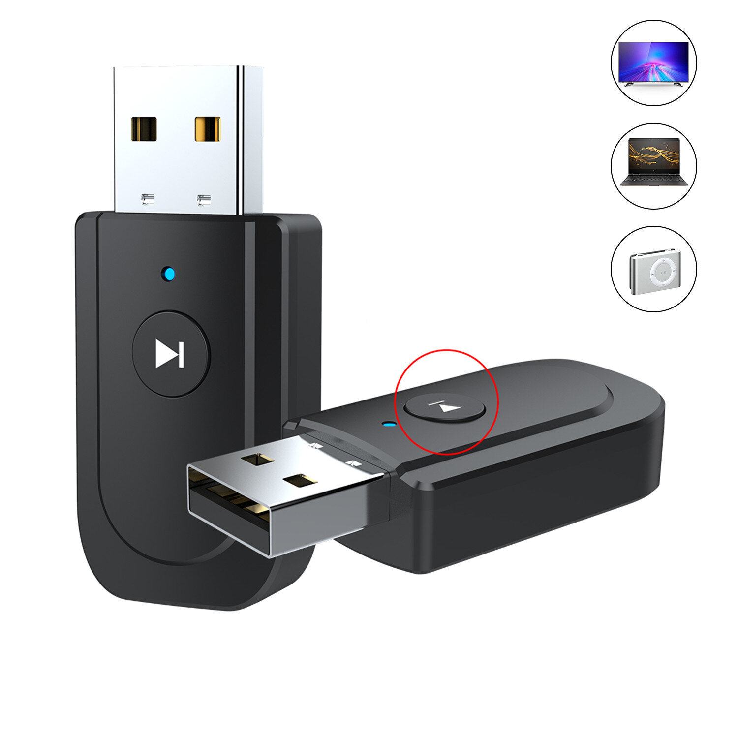

ENKAY SY318 bluetooth 5.0 Audio Receiver Transmitter Adapter 3.5mm Jack AUX USB Stereo Music Wireless Adapter for TV Car