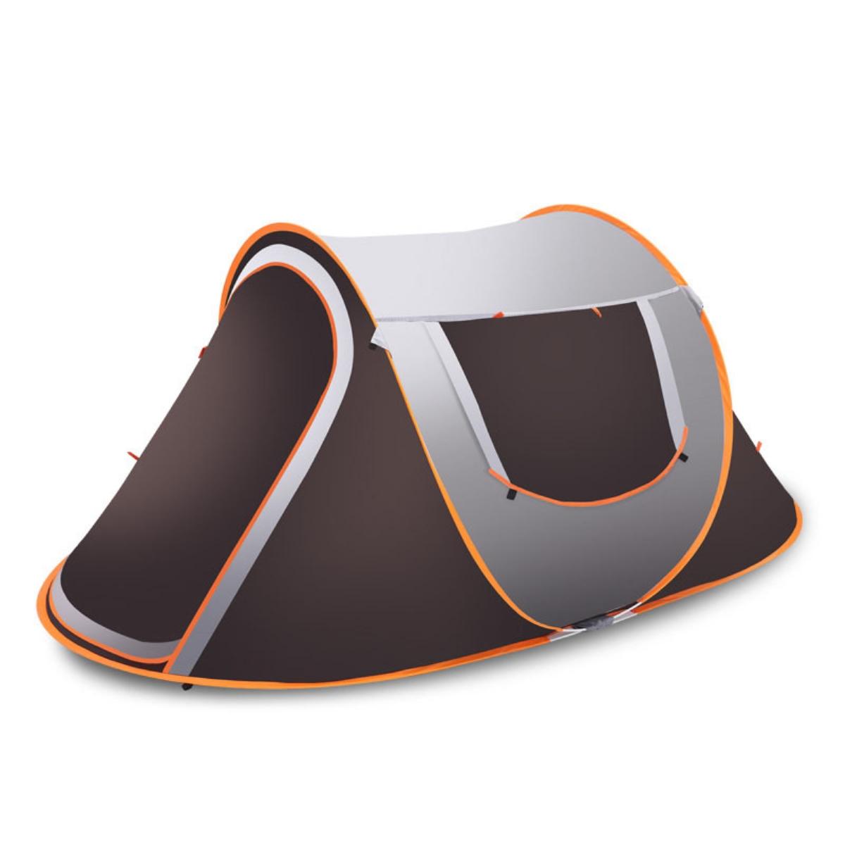 Pop-up sátor 3-4 fő részére, vízálló, napvédő és esővédelemmel, ideális kempingezéshez és túrázáshoz.