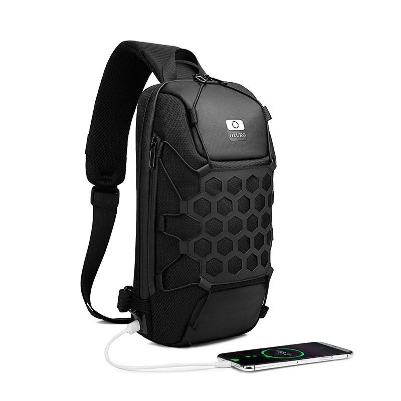 OZUKO Anti Theft USB Sling Bag Multifunction Waterproof Crossbody Bag Outdoor Camping Travel Shoulder Messenger Bag